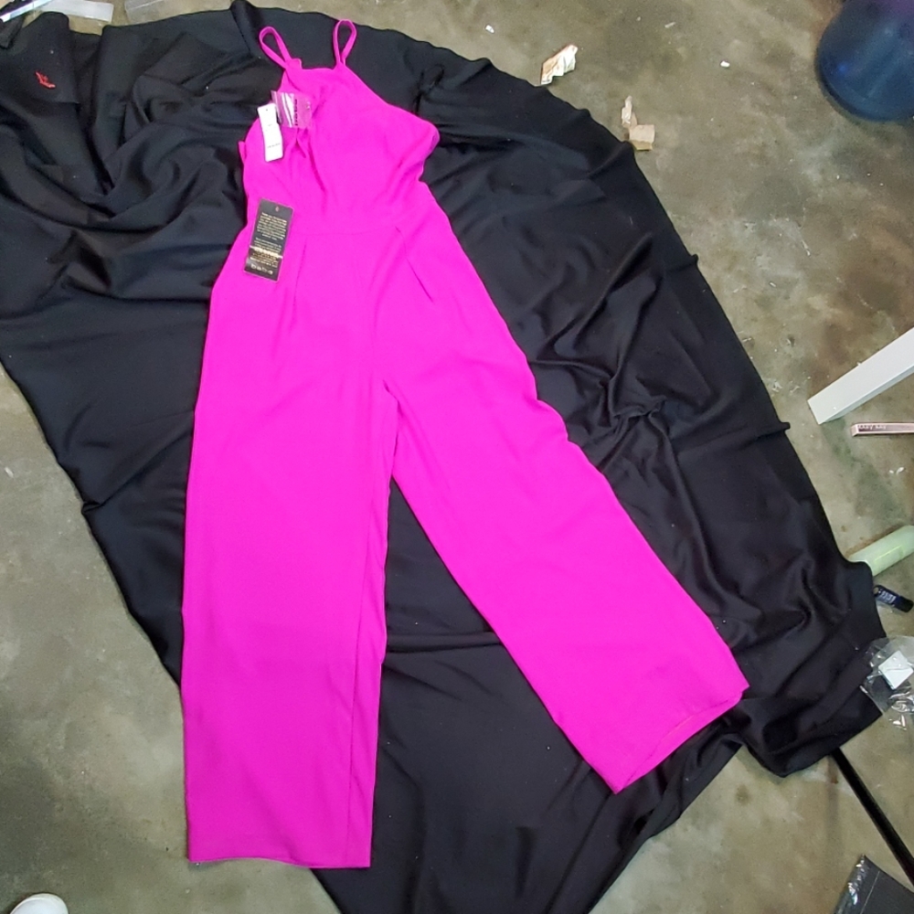 Solid wide leg jumpsuit  bebe